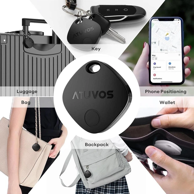 Смарт брелок, Bluetooth локатор для ключей, кошелька, сумки ATUVOS(2шт) Черный - изображение 5