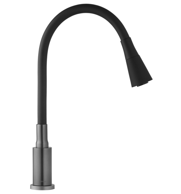 Змішувач для кухні Kroner Edelstahl Klassisch PVD031BLK, графіт / чорний, з гнучким поворотним виливом - изображение 5