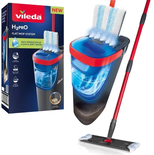 Набор для уборки Vileda H2Pro Complete Система для мытья пола со 100% разделением чистой и грязной воды + 8 салфеток из микрофибры Colors (4023103251540) - изображение 4