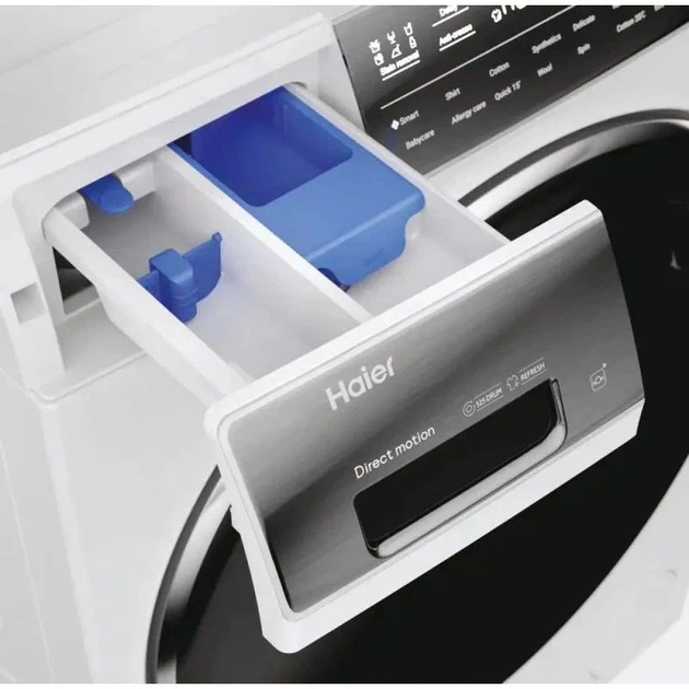 Haier Пральна машина фронтальна, 12кг, 1400, A+++, 60см, дисплей, пара, інвертор, люк чорний, прямий привід, білий - зображення 7