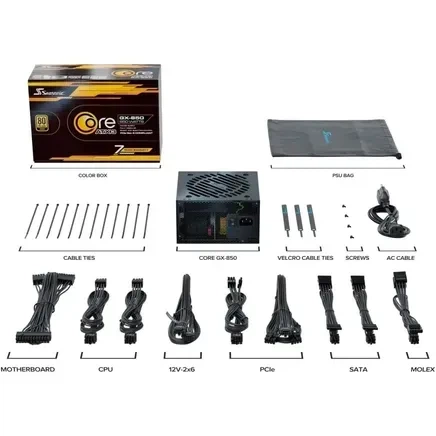 Блок живлення SeaSonic Core GX-850 (SRP-CGX851-A5A32SF) - Фото 8 Блок живлення SeaSonic Core GX-850 (SRP-CGX851-A5A32SF) - зображення 8