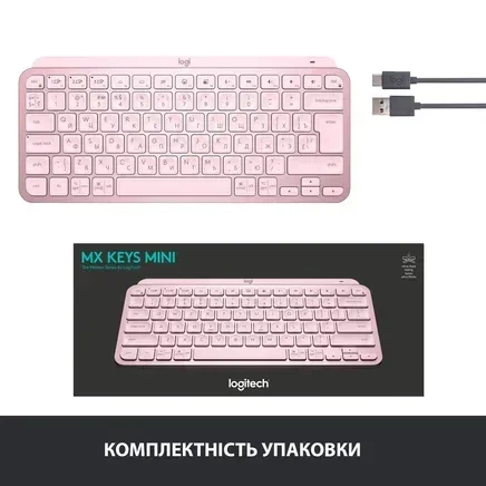 Клавіатура Logitech MX Keys Mini Rose (920-010500) - Фото 10 Клавіатура Logitech MX Keys Mini Rose (920-010500) - зображення 10