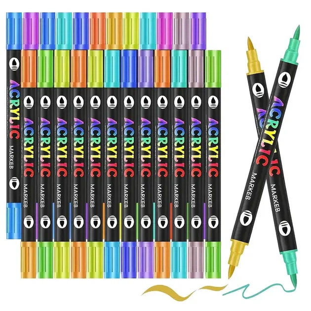 Акварельные маркеры акриловые пигментные фломастеры художественные Acrylic marker 24 шт 24 цвета - изображение 2