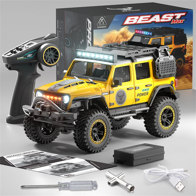 Машинка на радиоуправлении ZLL SG206 MAX 1:20 4WD, RC внедорожник 4x4, бесщеточный мотор Brushless, джип на пульте, до 30 мин, аккумулятор - изображение 2