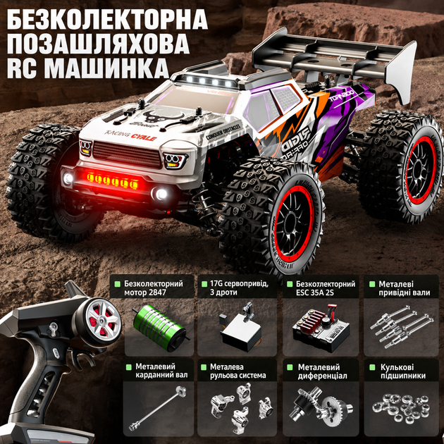 Машинка на пульті ZLL SG316 PRO Радіокерована машинка 4WD, 1:16, швидка RC машинка позашляховик до 40 км/год, 2 АКБ для бездоріжжя - изображение 3
