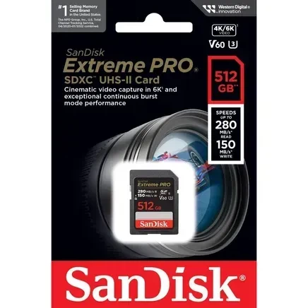 Карта пам'яті SanDisk 512 GB SDXC Extreme Pro UHS-II U3 V60 Class 10 (SDSDXEP-512G-GN4IN) - Фото 4 Карта пам'яті SanDisk 512 GB SDXC Extreme Pro UHS-II U3 V60 Class 10 (SDSDXEP-512G-GN4IN) - зображення 4