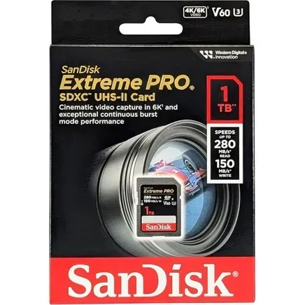 Карта пам'яті SanDisk 1 TB SDXC Extreme Pro UHS-II U3 V60 Class 10 (SDSDXEP-1T00-GN4IN) - Фото 3 Карта пам'яті SanDisk 1 TB SDXC Extreme Pro UHS-II U3 V60 Class 10 (SDSDXEP-1T00-GN4IN) - зображення 3