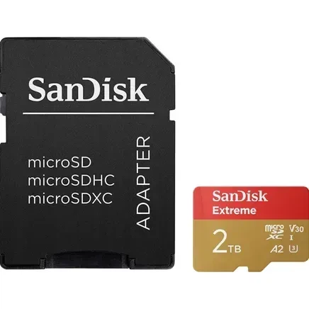 Карта памяти SanDisk 2 TB microSDXC U3 V30 A2 Extreme + Adapter SD (SDSQXAV-2T00-GN6MA) - Фото 1 Карта памяти SanDisk 2 TB microSDXC U3 V30 A2 Extreme + Adapter SD (SDSQXAV-2T00-GN6MA) - изображение 1