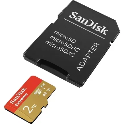 Карта памяти SanDisk 2 TB microSDXC U3 V30 A2 Extreme + Adapter SD (SDSQXAV-2T00-GN6MA) - Фото 4 Карта памяти SanDisk 2 TB microSDXC U3 V30 A2 Extreme + Adapter SD (SDSQXAV-2T00-GN6MA) - изображение 4