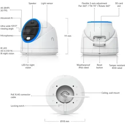 IP-камера Ubiquiti UniFi AI Turret (UVC-AI-TURRET-W) - Фото 9 IP-камера Ubiquiti UniFi AI Turret (UVC-AI-TURRET-W) - зображення 9