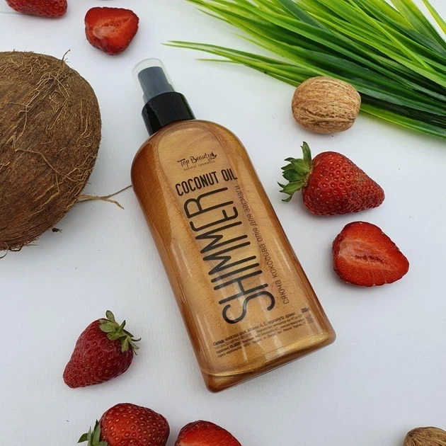 Кокосовое масло с шиммером для загара Top Beauty Shimmer Coconut Oil Bronze 200 мл - Фото 2 Кокосовое масло с шиммером для загара Top Beauty Shimmer Coconut Oil Bronze 200 мл - изображение 2