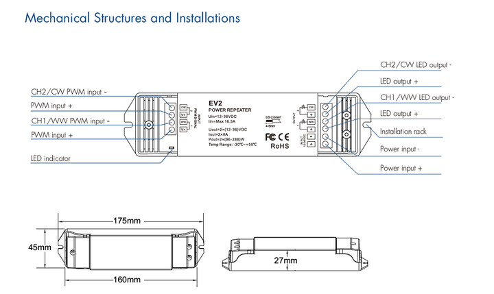 LED-повторитель DEYA 12-36VDC, 8A*2CH (EV2) - изображение 3