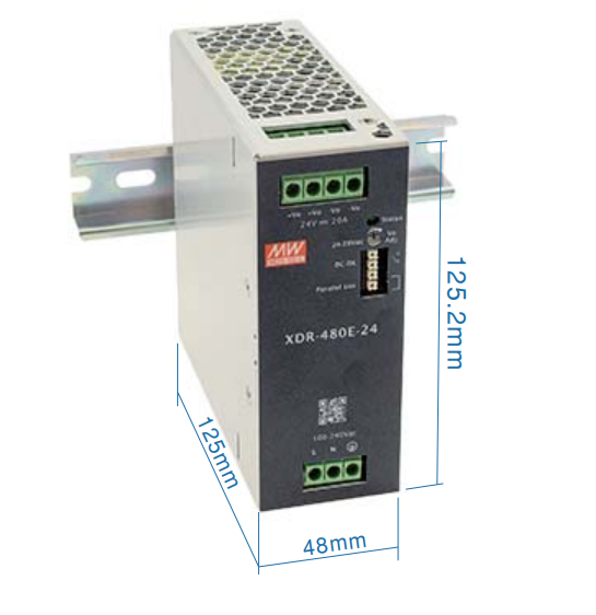 Блок питания Mean Well на DIN-рейку 480W DC24V 20A (XDR-480E-24) - Фото 2 Блок питания Mean Well на DIN-рейку 480W DC24V 20A (XDR-480E-24) - изображение 2