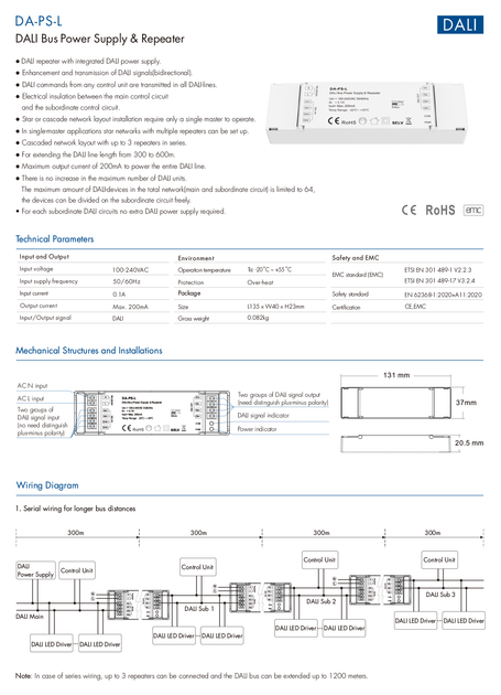 LED-повторитель и блок питания DEYA 100-240VAC, 200mA (DA-PS-L) - изображение 3