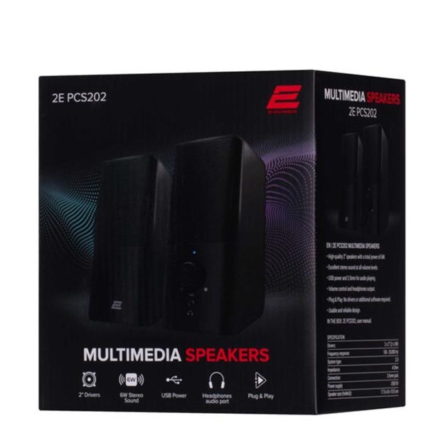 Акустическая система 2E PCS202 2.0 2 х 3 Вт 2" mini Jack 3.5 mm Black (2E-PCS202BK) - изображение 5