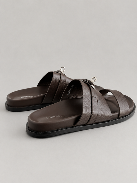 Шлепанцы в стиле Hermes Meideli Женские Коричневый 39 (25 см) Код: d009 coffee - изображение 4