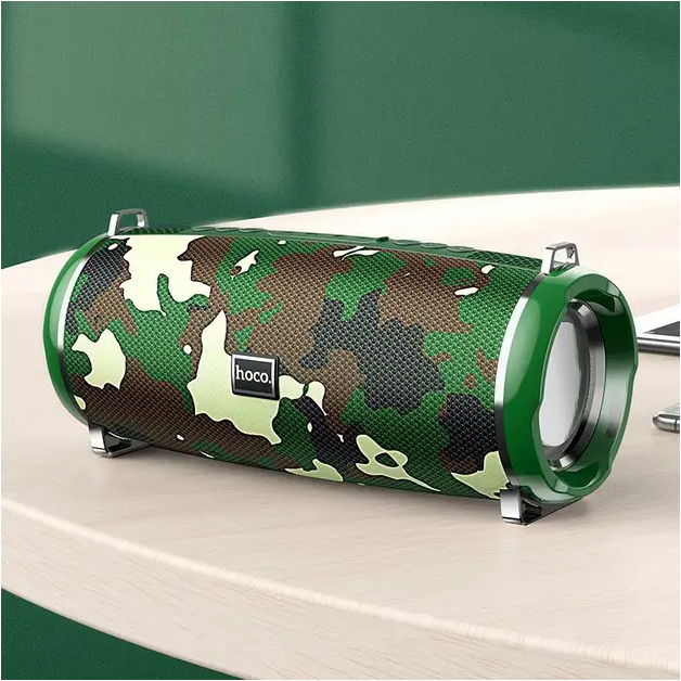 Портативная колонка Hoco BS40 Bluetooth для музыки и звонков мощная с аккумулятором 2400mAh камуфляжная зелёная - изображение 3
