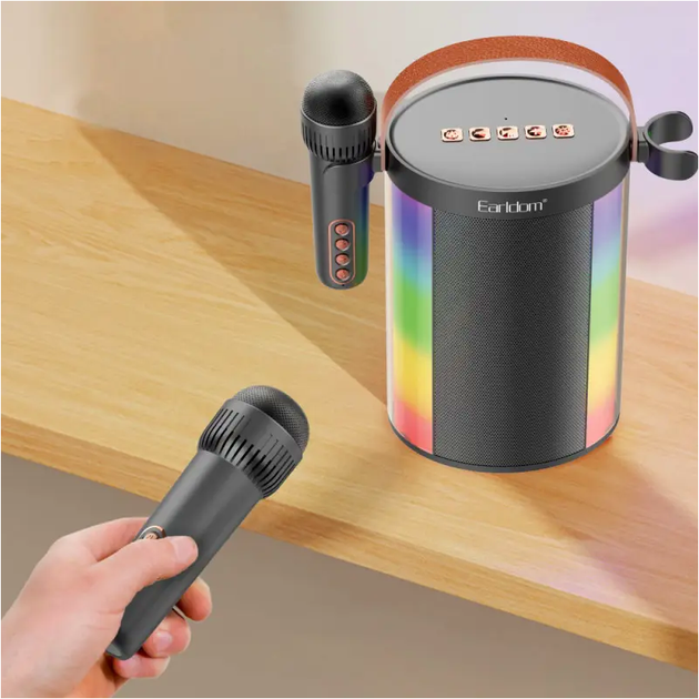 Портативная колонка Earldom ET-A32 с Bluetooth AUX USB для караоке с цветным светом White - изображение 3