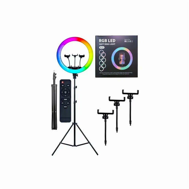 Лампа кольцевая LED LJJ-36 RGB для блогеров и фотографов с 192 светодиодами и управлением по Bluetooth - зображення 5