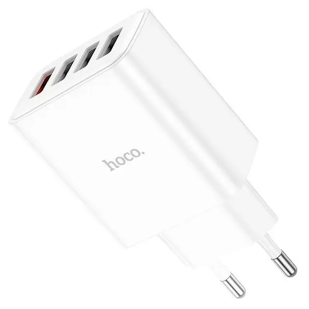 Сетевое зарядное устройство HOCO C102A 28.5W 4 порта для смартфонов и планшетов с быстрой зарядкой QC3.0 белое - Фото 3 Сетевое зарядное устройство HOCO C102A 28.5W 4 порта для смартфонов и планшетов с быстрой зарядкой QC3.0 белое - изображение 3