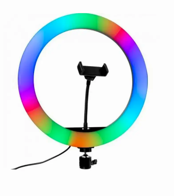 Кольцевая лампа RGB LED 33 см для фото и видео освещения с регулировкой яркости и цветовой температуры - зображення 3