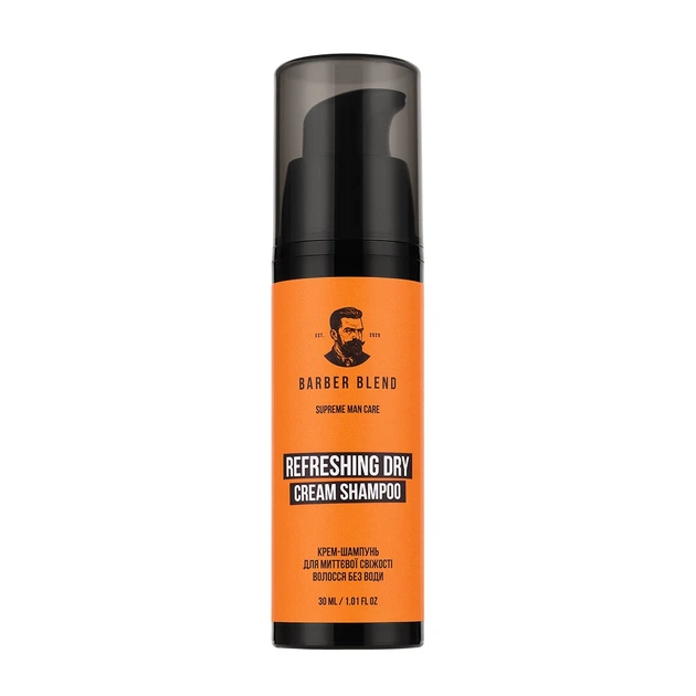Крем-шампунь для миттєвої свіжості волосся без води Barber Blend Refreshing Dry Cream Shampoo 30 мл