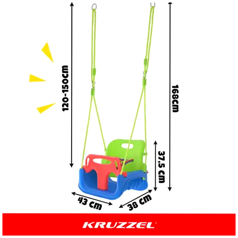 Детские качели 3в1 до 30 кг для дома и сада зелёно-голубые Kruzzel HE0315 - изображение 2