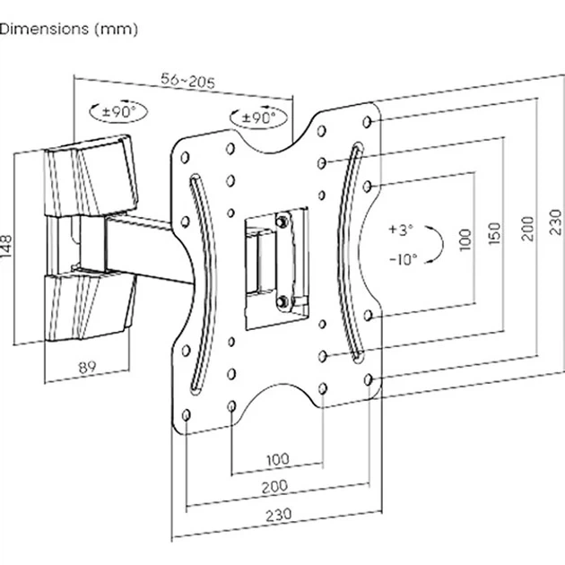 Кронштейн UniBracket BZ27-21 для телевизора, наклон +3/-10°, поворот ±90°(TO_00-00006912) - изображение 7