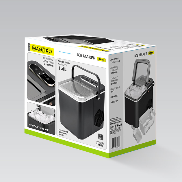 Генератор льда Maestro MR-820, 1,4 л, 170 Вт, черный(TO_00-00008009) - изображение 7
