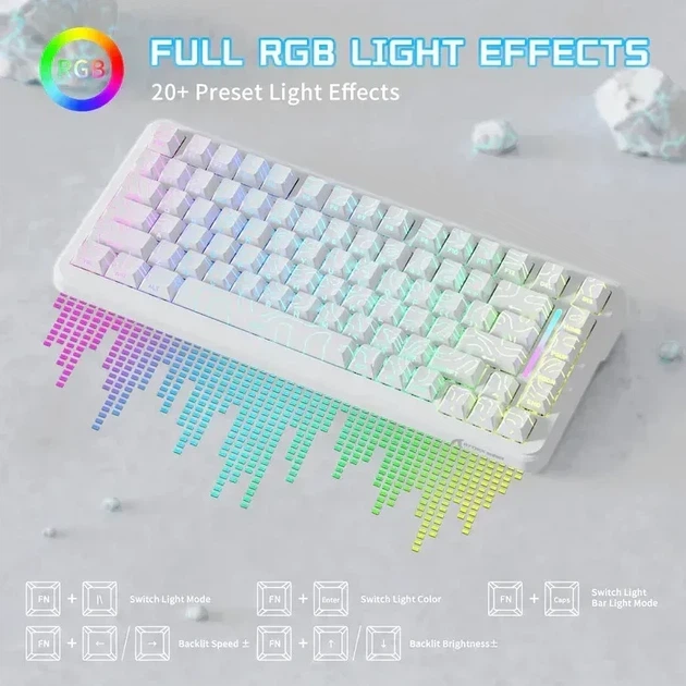 Бездротова магнітна клавіатура ATTACK SHARK X82 PRO HE White Contour (2.4G/Bluetooth/USB type-c) Rapid Trigger, 8000 Гц, RGB - зображення 8