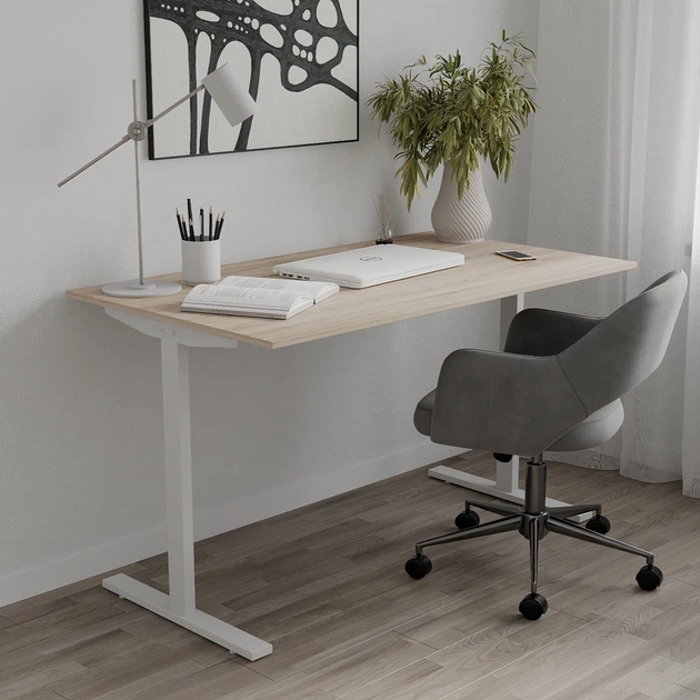 Стол письменный Space Ferrum-decor 750x1400x600 Белый металл ДСП Дуб Сан-Марино 16 мм (SPACE144) - изображение 3