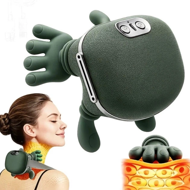 Массажер портативный аккумуляторный shoulder and neck massager для шеи и плеч с подогревом и имитацией рук зеленый - Фото 5 Массажер портативный аккумуляторный shoulder and neck massager для шеи и плеч с подогревом и имитацией рук зеленый - изображение 5