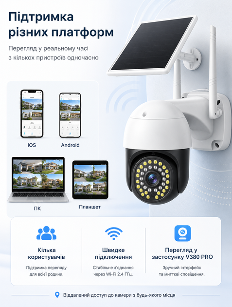 Камера видеонаблюдения 4G уличная Smart PROX-WiFi 4Мп с солнечной панелью слотом для SIM-карты датчиком движения ночной съемкой и вращением - изображение 3