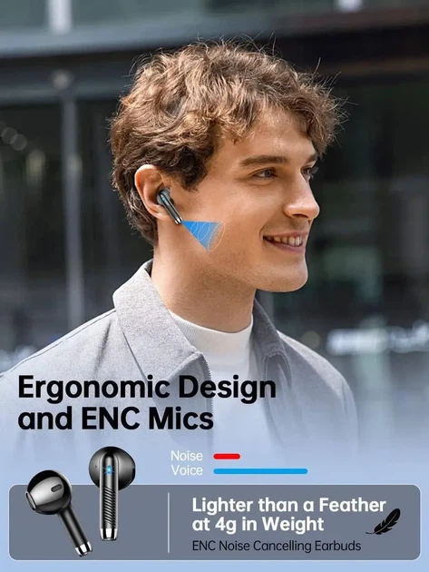 Наушники беспроводные Bluetooth Wasart J55 TWS IP7 с кейсом 40 часов USB-C - изображение 3