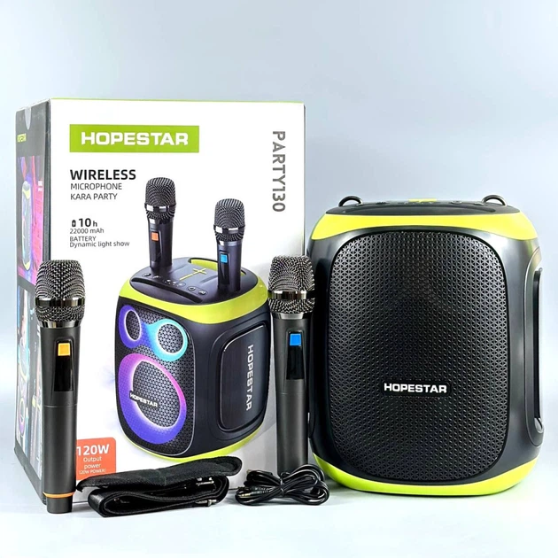 Портативная колонка HOPESTAR Party 130 с 2-мя микрофонами Черный 47942 - Фото 3 Портативная колонка HOPESTAR Party 130 с 2-мя микрофонами Черный 47942 - изображение 3