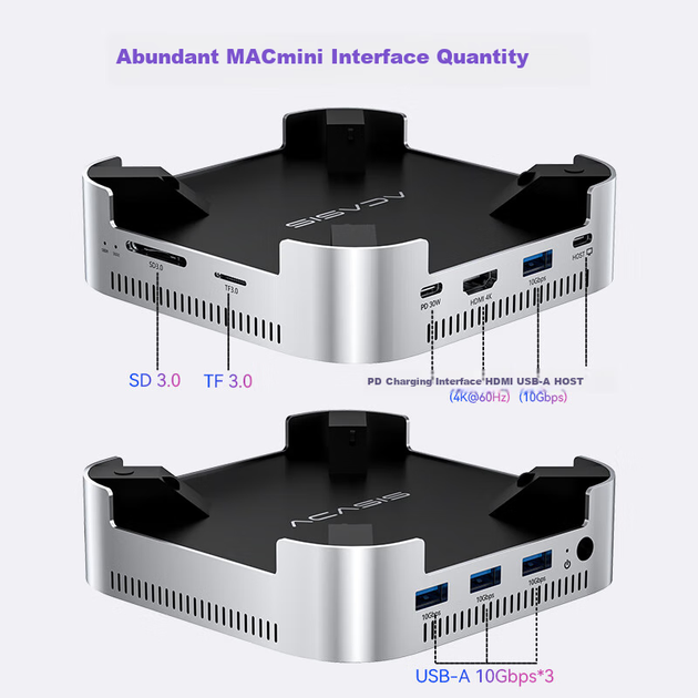 Корпус для M.2 SSD-накопителя Acasis для Mac Mini, док-станция расширения, 16 ТБ памяти, USB 10 Гбит/с, совместим с Apple Host M001 M4/M4 Pro. - Фото 6 Корпус для M.2 SSD-накопителя Acasis для Mac Mini, док-станция расширения, 16 ТБ памяти, USB 10 Гбит/с, совместим с Apple Host M001 M4/M4 Pro. - зображення 6