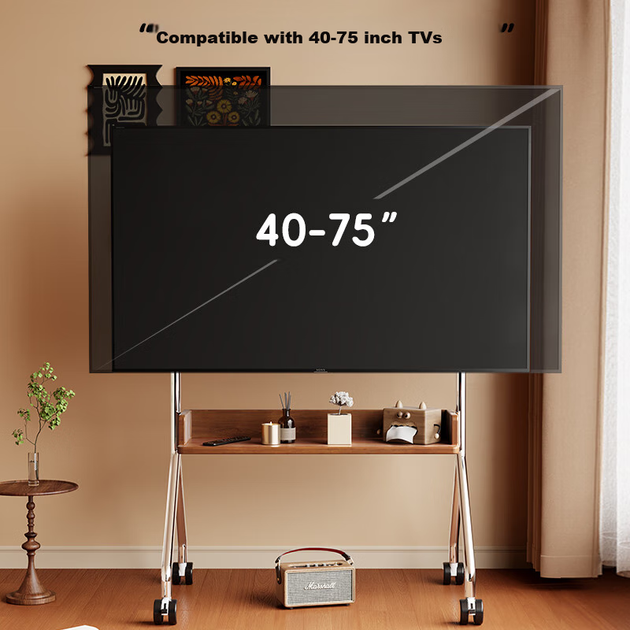 Візок CABTE для ТБ 32-75" нержавійка, мобільний - зображення 4