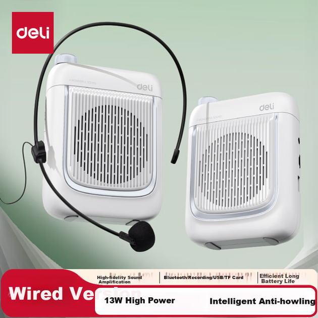 Мегафон Deli 13 Вт для учителя с поясным микрофоном Bluetooth - Фото 4 Мегафон Deli 13 Вт для учителя с поясным микрофоном Bluetooth - изображение 4