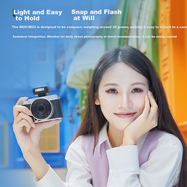 Вспышка Godox IM20, компактная универсальная вспышка для фотокамер, компактный кубический корпус, подходит для съемки на открытом воздухе, портретной фотографии и беззеркальных камер. - изображение 4