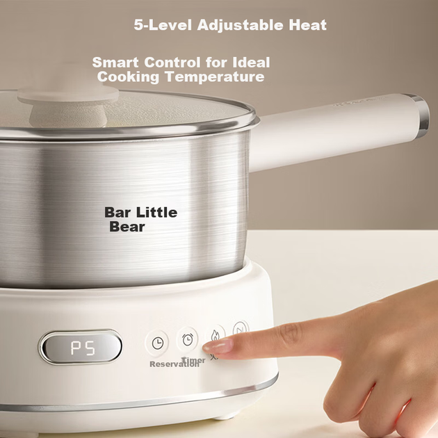 Электрическая кастрюля Bear Electric Cooking Pot, небольшая электрическая кастрюля для тушения, пароварка на 2-3 персоны, бытовая, из нержавеющей стали 316L, с корзиной для приготовления на пару, 2,5 л, F25P1 - изображение 4