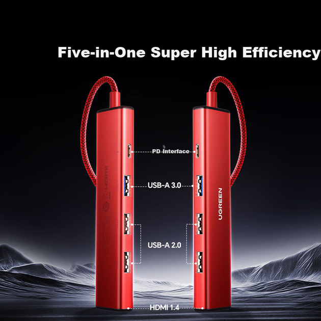 Адаптер-док-станція UGREEN "Yiyangqianxi Same Style" для розширення Type-C, конвертер HDMI, сумісний з 4K, для ноутбуків Apple MacBook - Фото 4 Адаптер-док-станція UGREEN "Yiyangqianxi Same Style" для розширення Type-C, конвертер HDMI, сумісний з 4K, для ноутбуків Apple MacBook - зображення 4