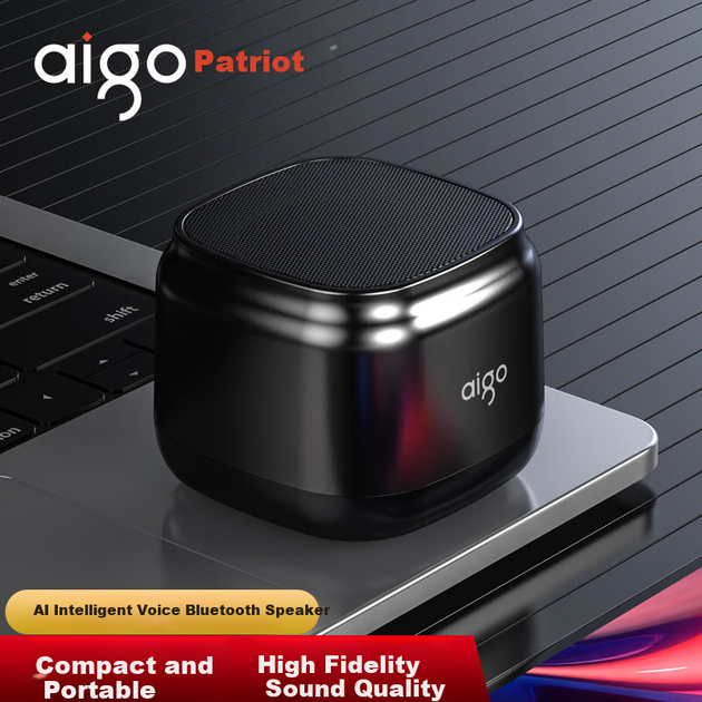 Умная колонка Aiguozhe T36, Bluetooth-колонка с голосовым управлением, беспроводной портативный сабвуфер для улицы, автомобильная колонка, мини-колонка для ноутбука и настольного компьютера, версия с голосовым управлением, черная. - изображение 4