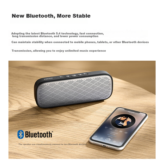 Бездротова міні-колонка Bluetooth EDIFIER M125, портативна для використання на відкритому повітрі, вишукана колонка для кемпінгу, стильна колонка для мобільних пристроїв та комп'ютера, голосова підказка для оплати, рожева - изображение 5