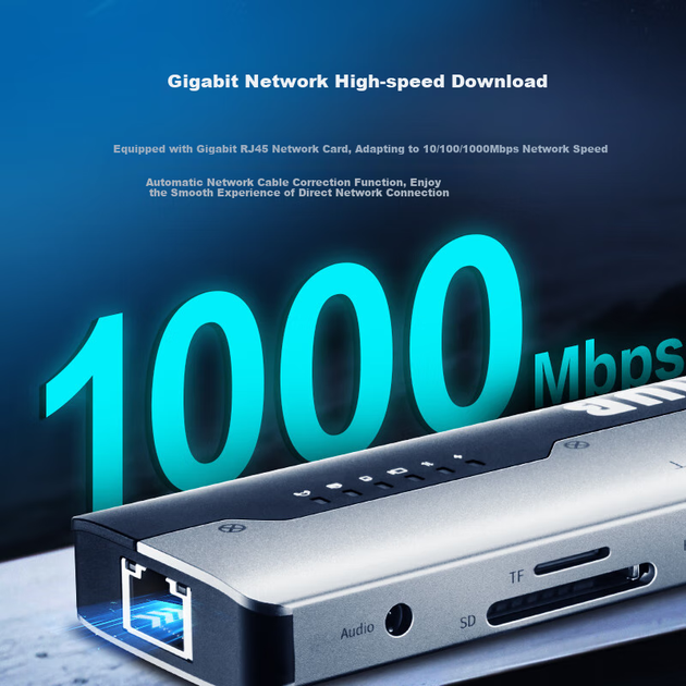 Док-станція ThunderRobot Type-C, USB 3.0, HDMI 4K 60 Гц, для MacBook, Huawei, iPad - зображення 6