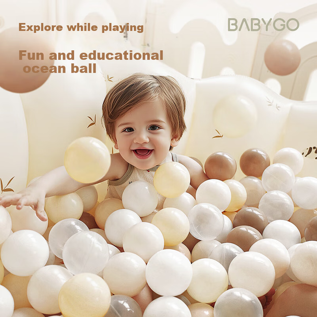 BG-BABYGO Ocean Ball Дитяча іграшка, жувальна кулька Боба, гра для дітей у приміщенні, різнокольорові кульки, покращення зірок, 100 штук - зображення 4