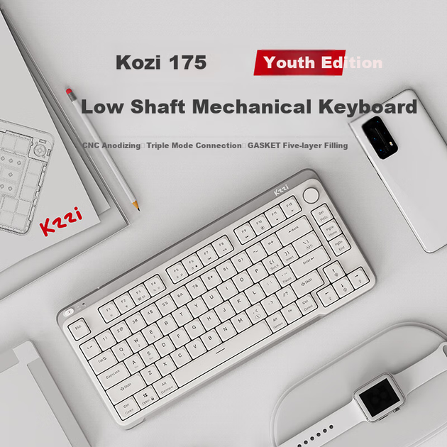 Клавиатура беспроводная KZZI I75 Youth Edition Wireless/Bluetooth/USB White - изображение 5