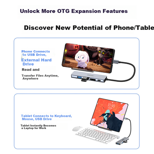 Док-станція Superior DP Display Dock Type-C - USB 3.0 Hub 4K60Hz HD PD для зарядки Apple Huawei ноутбук телефон планшет USB адаптер - зображення 9