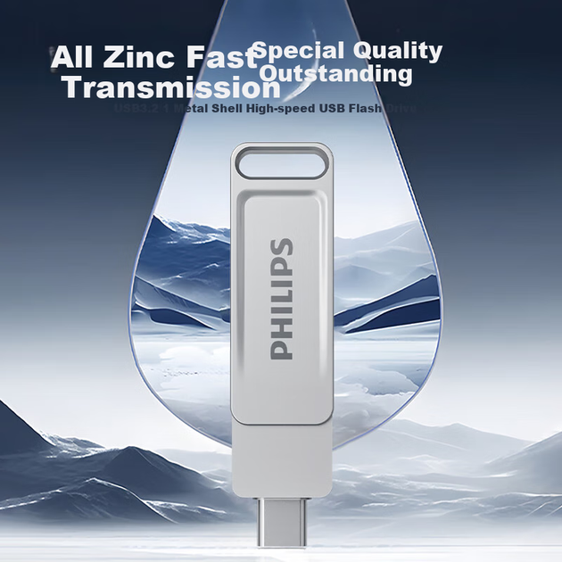 Флеш-накопичувач PHILIPS 256 ГБ Type-C USB 3.2 з двома інтерфейсами для телефону, 61UT-F сріблястого кольору, високошвидкісний USB-накопичувач подвійного призначення з двома головками, сумісний з Android, Apple та ноутбуками - изображение 7