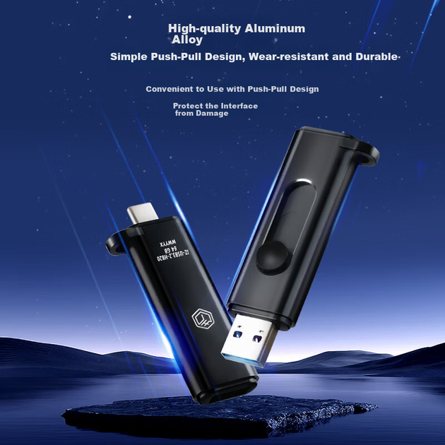 Оригинальный высокоскоростной USB-накопитель JD USB 3.2 с двумя головками, 128 ГБ, скорость чтения до 150 МБ/с, компактный портативный USB-накопитель в металлическом корпусе. - изображение 6