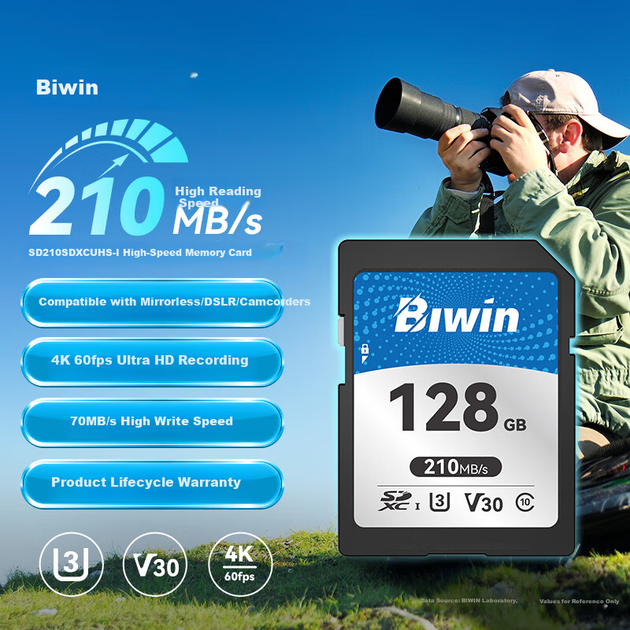 Карта памяти BIWIN SD210 SDXC 128 GB UHS-I U3 V30 - Фото 2 Карта памяти BIWIN SD210 SDXC 128 GB UHS-I U3 V30 - изображение 2